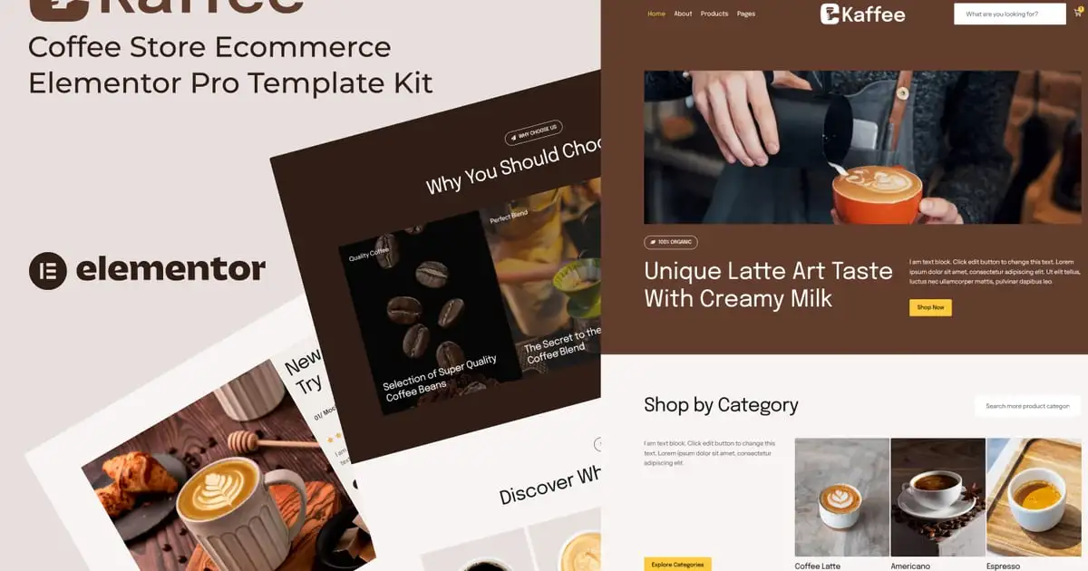 Kaffee – Coffee Store Ecommerce Elementor Pro Template Kit