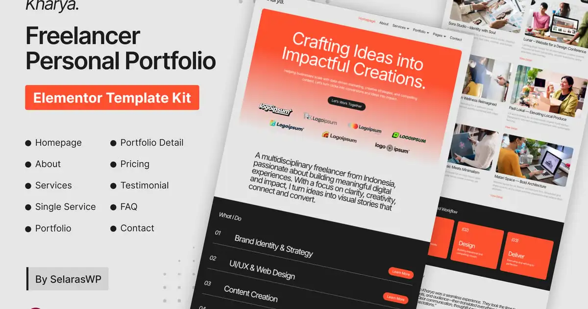 Kharya – Personal CV Freelancer Elementor Template Kit
