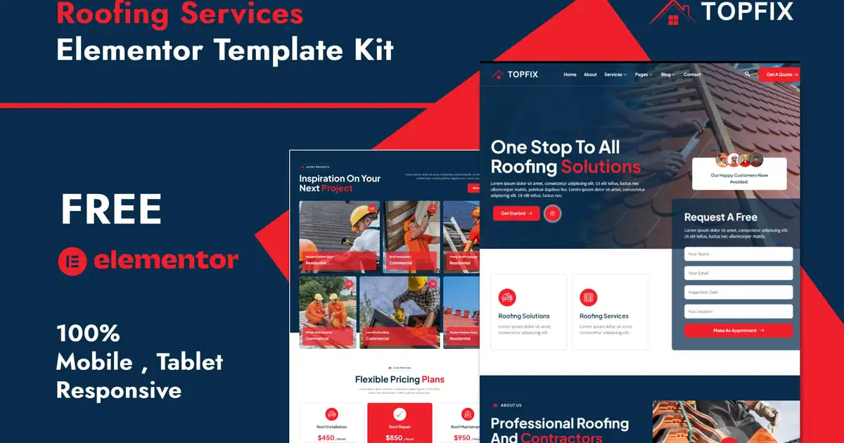 Topfix – Roofing Services Elementor Template Kit
