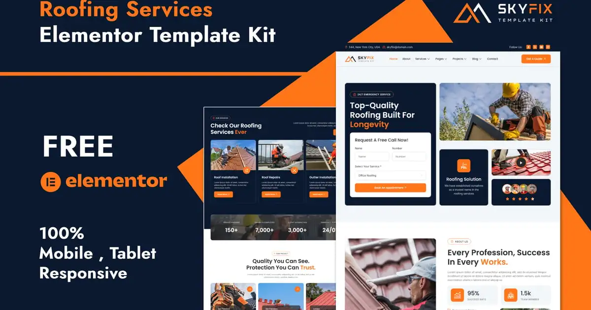 SkyFix – Roofing Services Elementor Template Kit