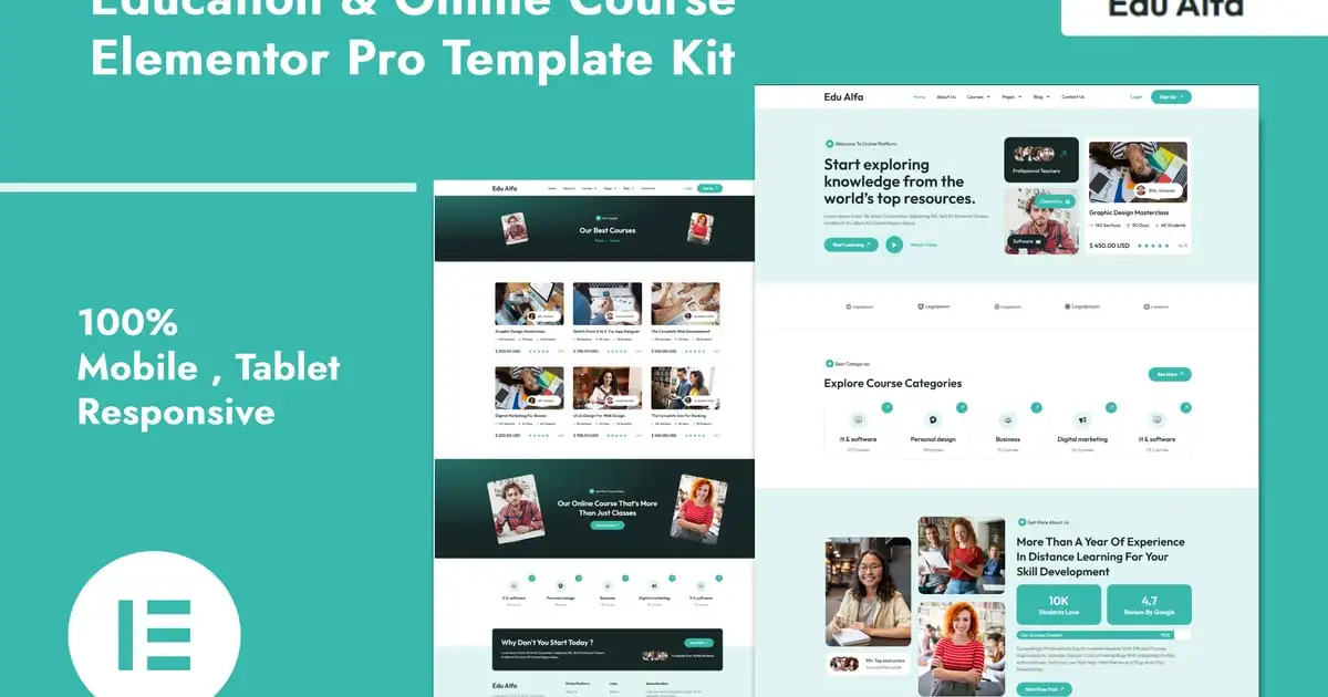 EduAlfa – Education & Online Course Elementor Pro Template Kit