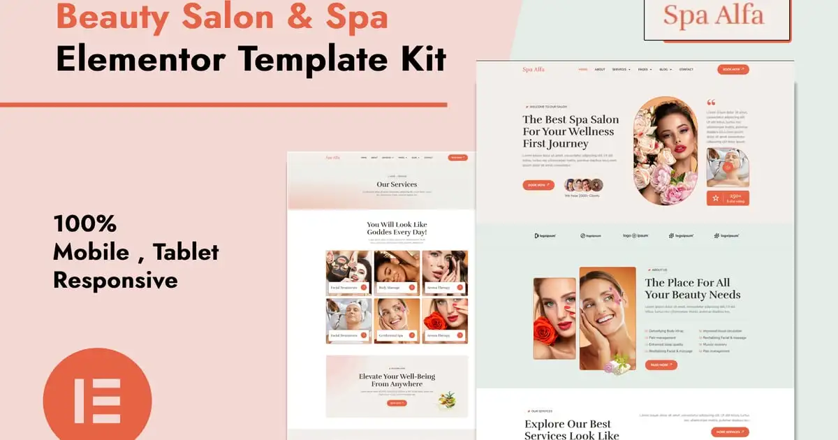 SpaAlfa – Beauty Salon & Spa Elementor Pro Template Kit