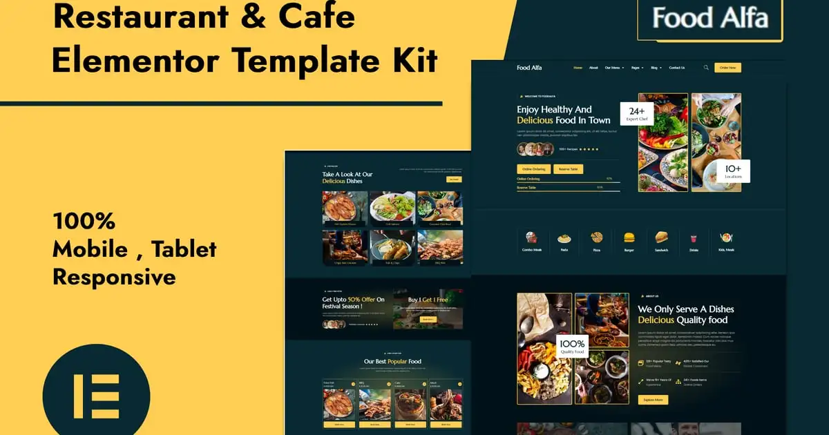 Food Alfa – Restaurant & Cafe Elementor Pro Template Kit