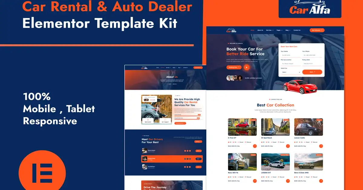 CarAlfa – Car Rental & Dealer Elementor Pro Template Kit