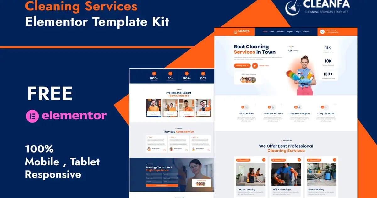Cleanfa – Cleaning Services Elementor Template Kit