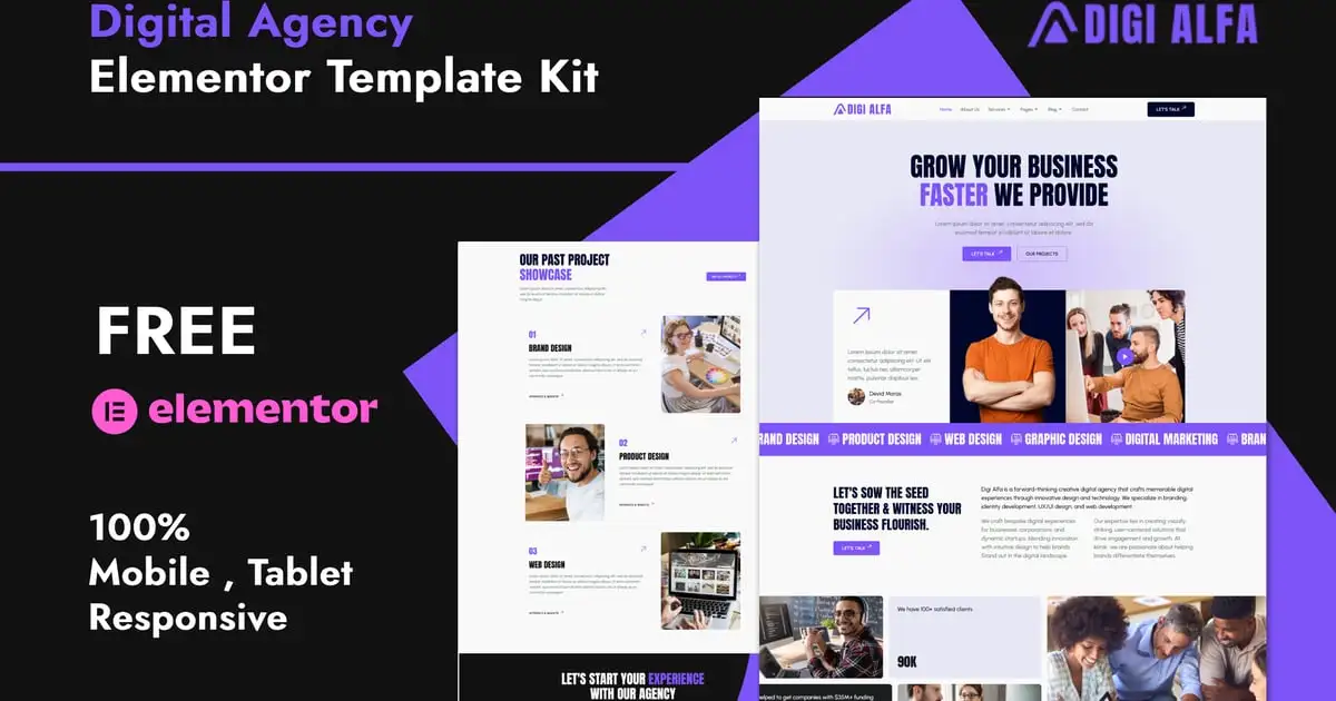 DigiAlfa – Digital Agency Elementor Template Kit