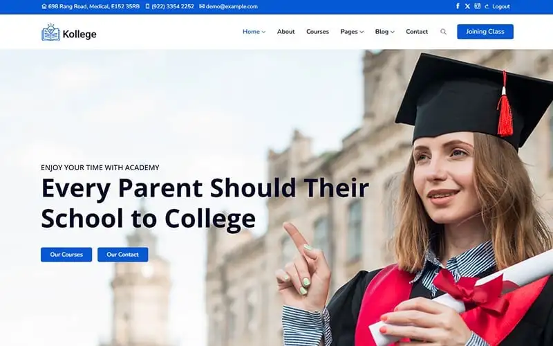Kollege – Education, College, University, Coaching, School, LMS, and Online Course WordPress Theme