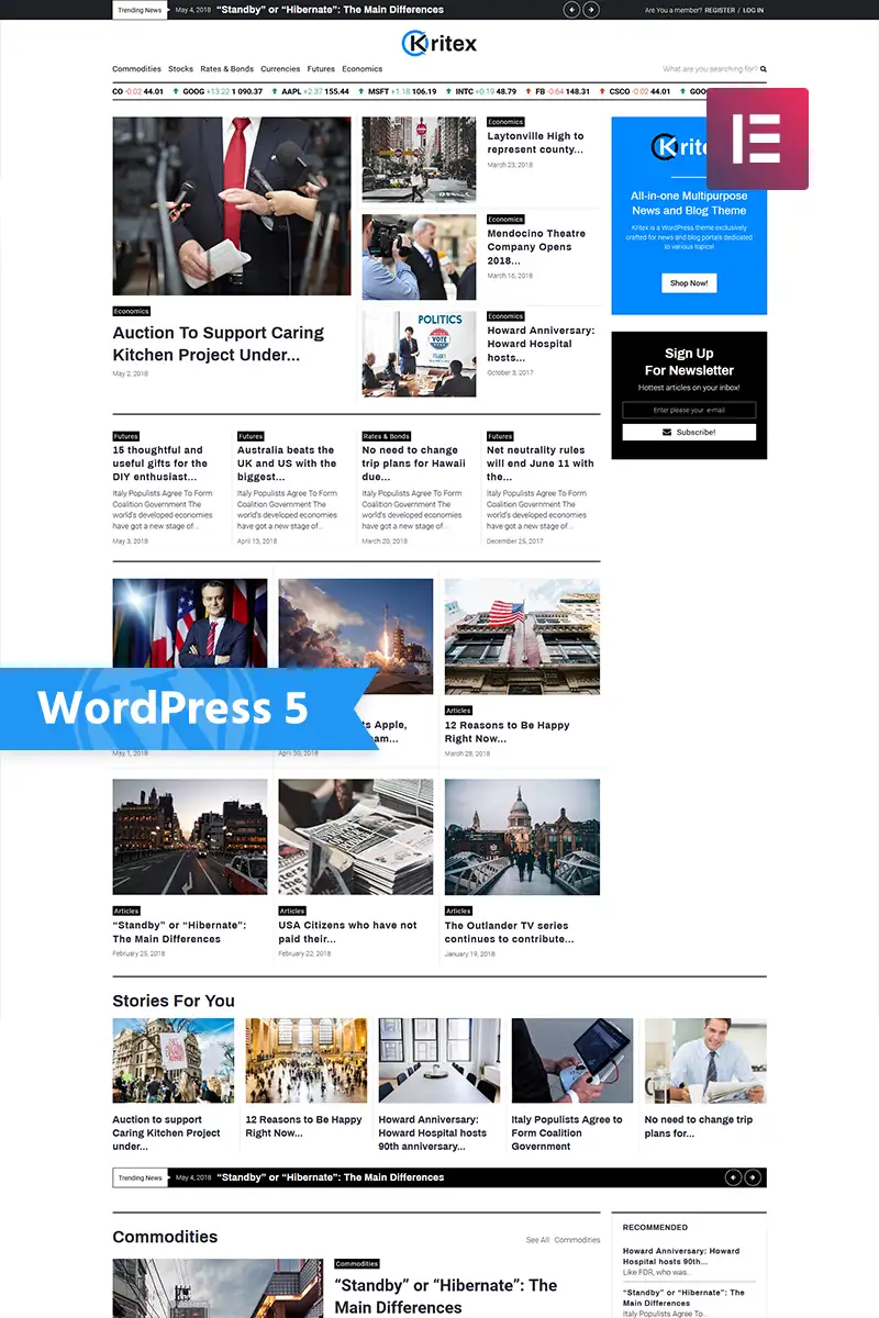 Kritex – Corporate News Blog Modern WordPress Elementor Theme WordPress Theme