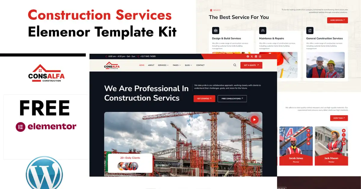 ConsAlfa – Construction Services Elemenor Template Kit