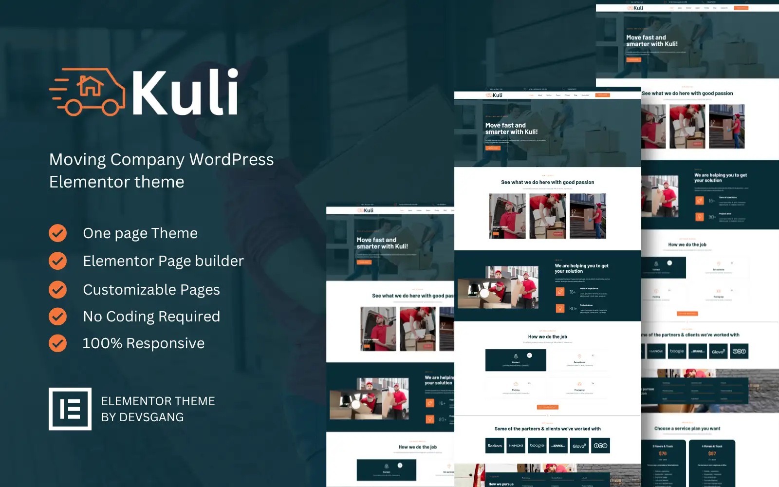 Kuli – A Moving Company WordPress Elementor Theme WordPress Theme