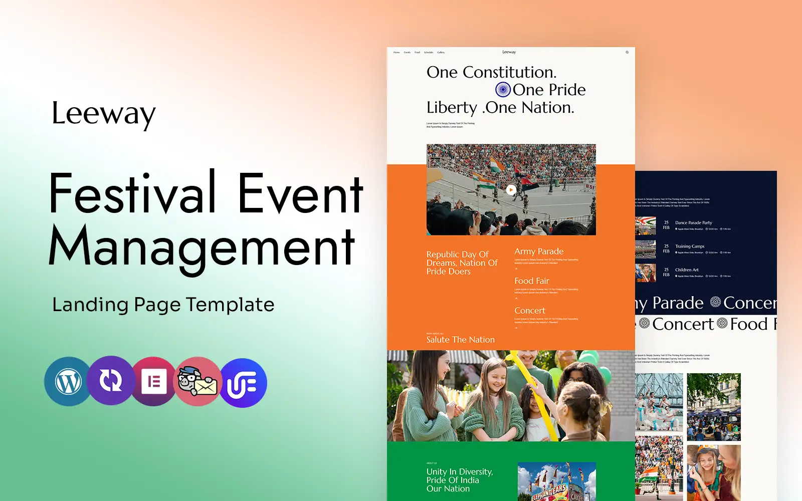leeway – Festival Event Management and Organization Landing Page WordPress Elementor Theme WordPress Theme
