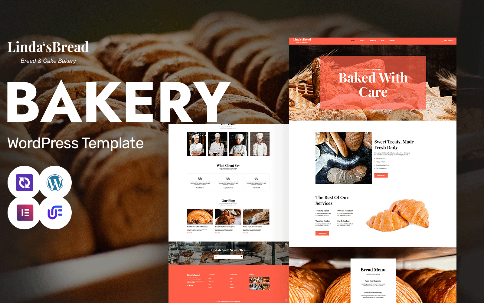 Linda’s Bread – Bakery And Organic Bread WordPress Elementor Theme WordPress Theme