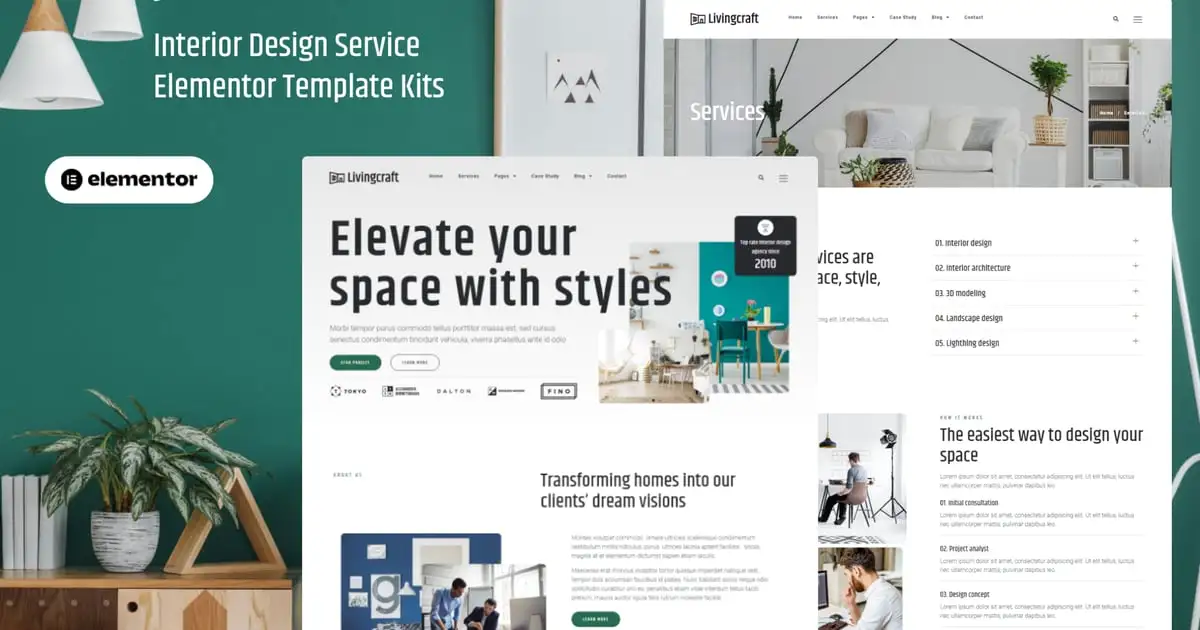 Livingcraft – Interior Design Services Elementor Pro Template Kit