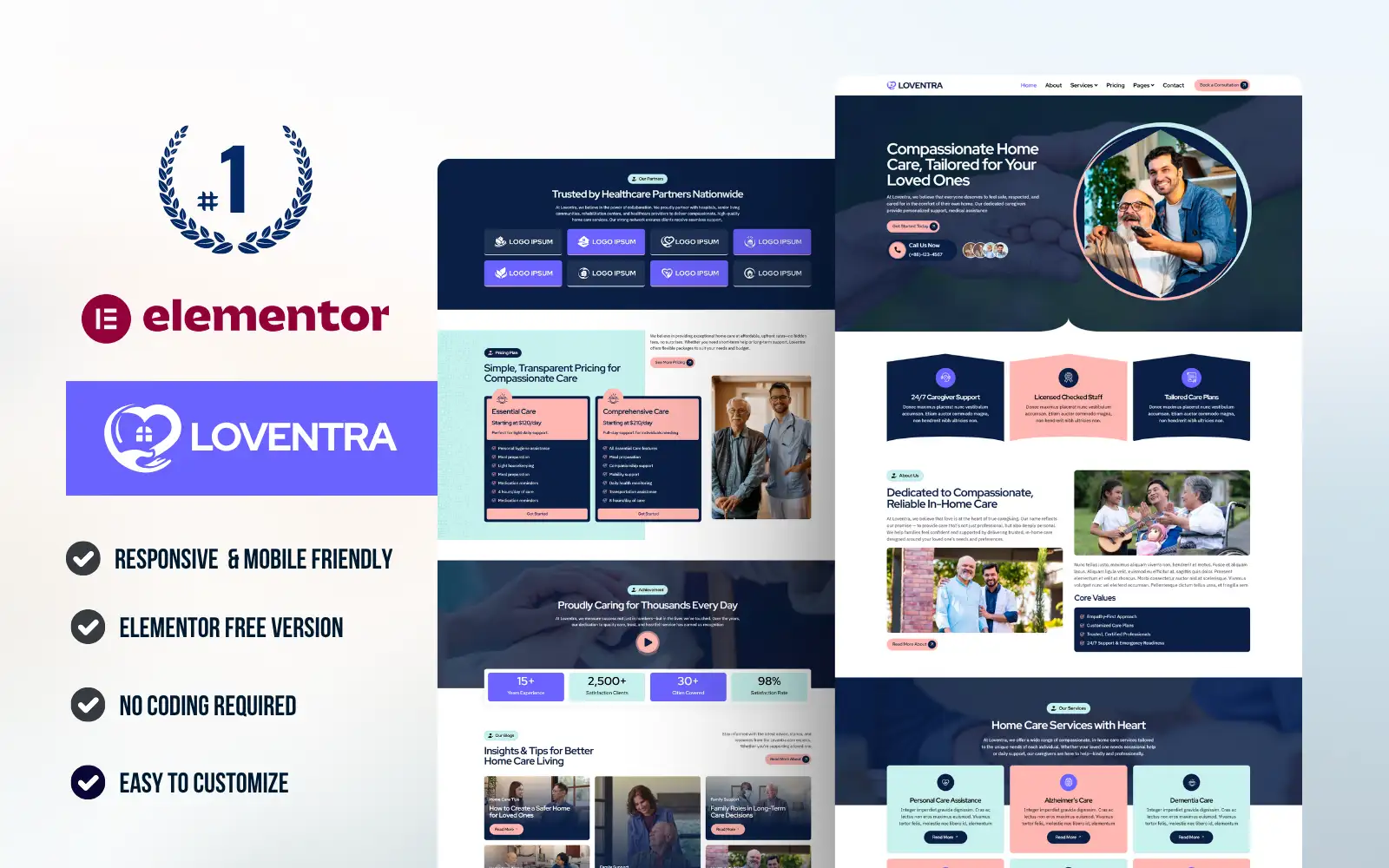 Loventra – Home Care Services WordPress Elementor Template Kit Elementor Kit