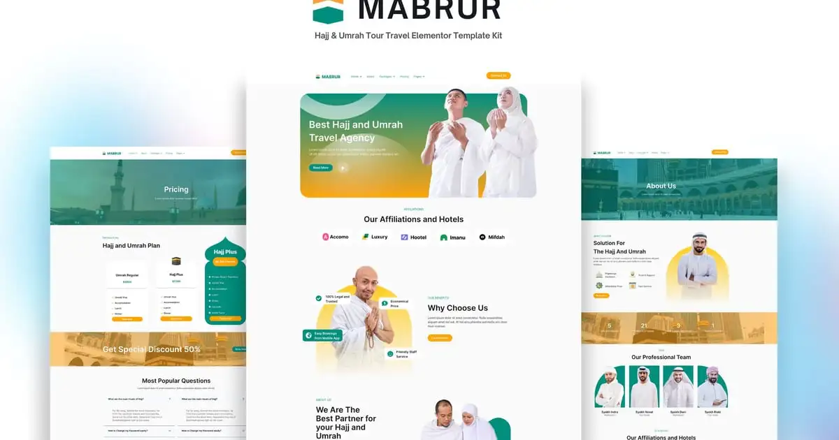 Mabrur – Hajj & Umrah Tour Travel Elementor Template Kit