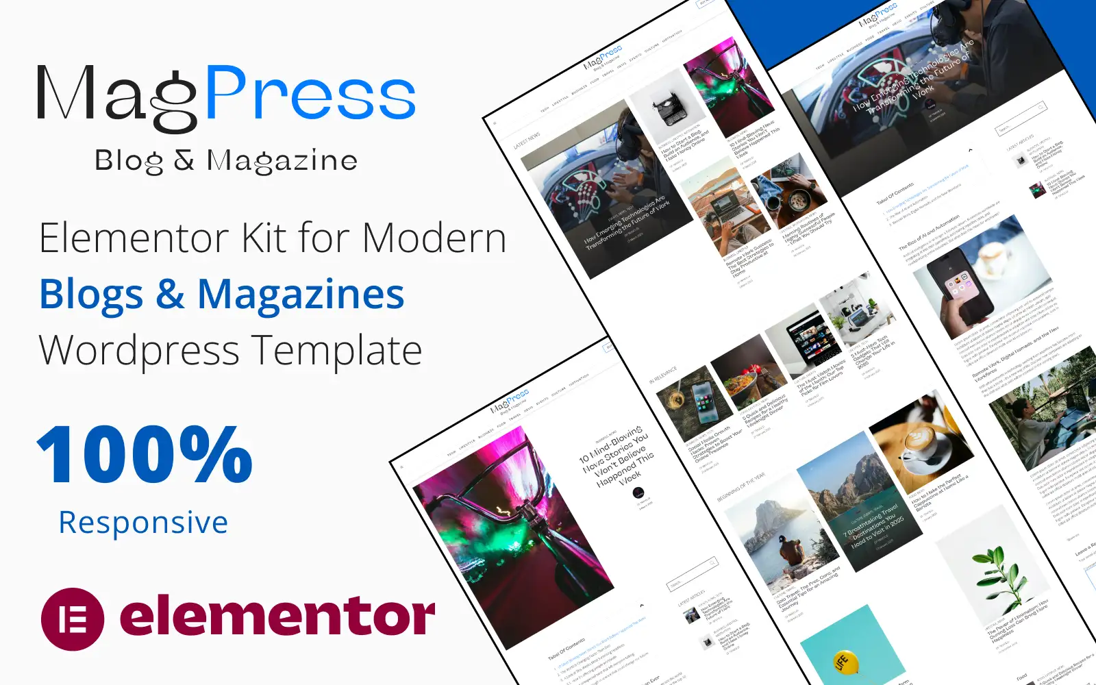 MagPress – Elementor Kit for Modern Blogs & Magazines WordPress Website Template