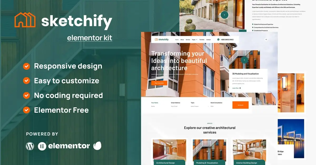 Sketchify – Architecture & Construction Service Elementor Template Kit