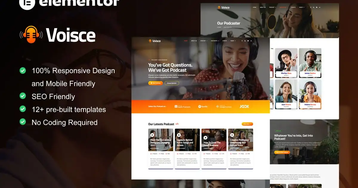 Voisce – Podcaster & Music Streaming Elementor Pro Template Kit