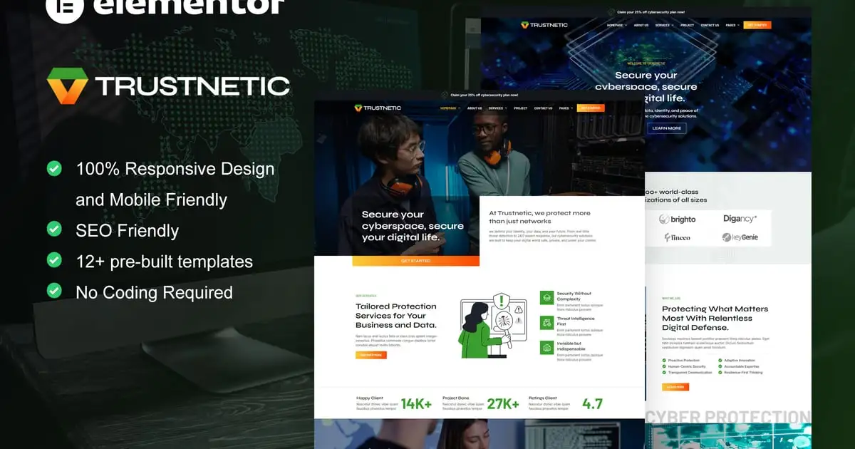 Trustnetic – Cyber Security Services Elementor Pro Template Kit