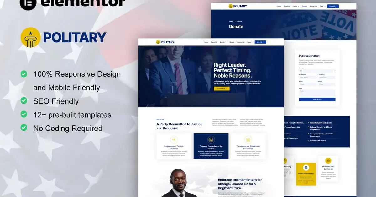 Politary – Politician & Public Servant Elementor Pro Template Kit
