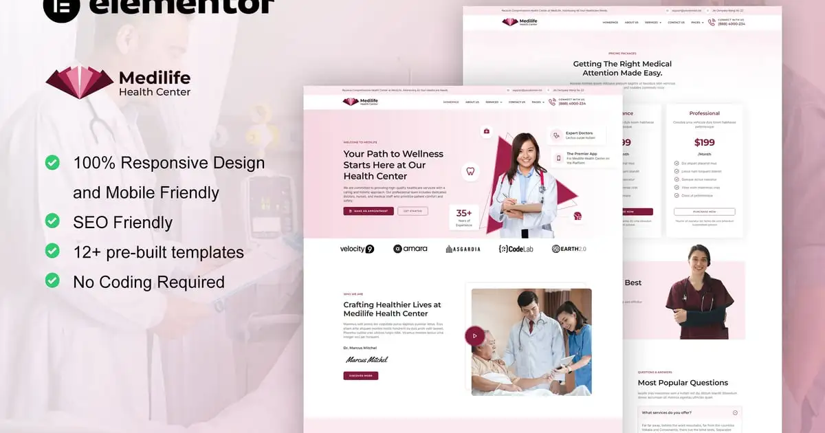 MediLife – Medical Clinic Services Elementor Template Kit