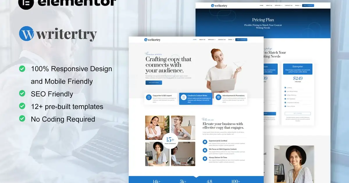 Writertry – Content Writing Service Agency Elementor Kit