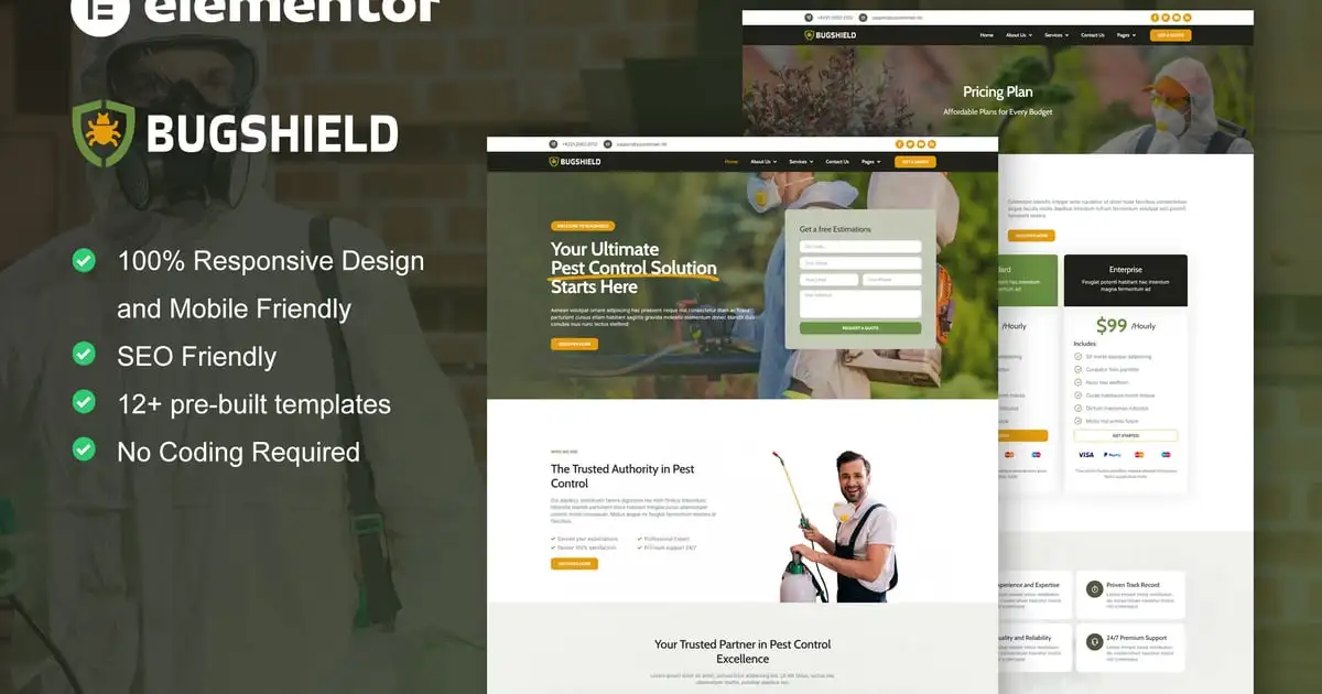 BugShield – Pest Control Service Elementor Pro Template Kit