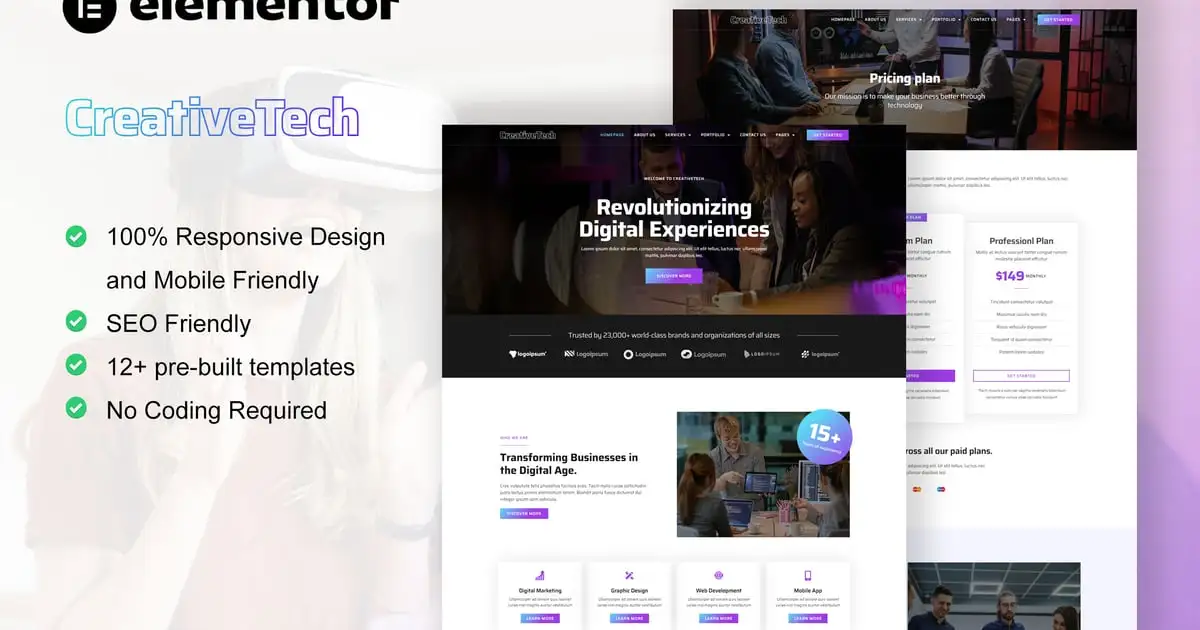 CreativeTech – Digital Marketing Agency Elementor Template Kit