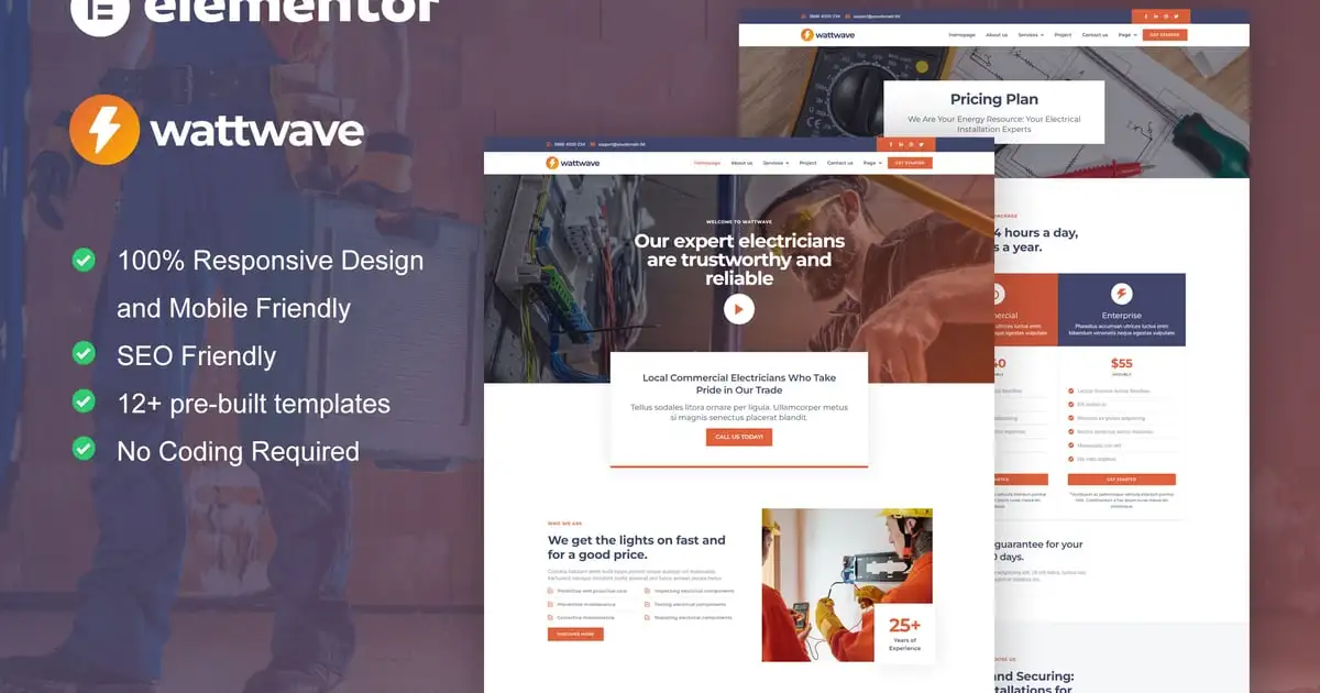 WattWave – Electrical Installation & Maintenance Service Elementor Pro Template Kit