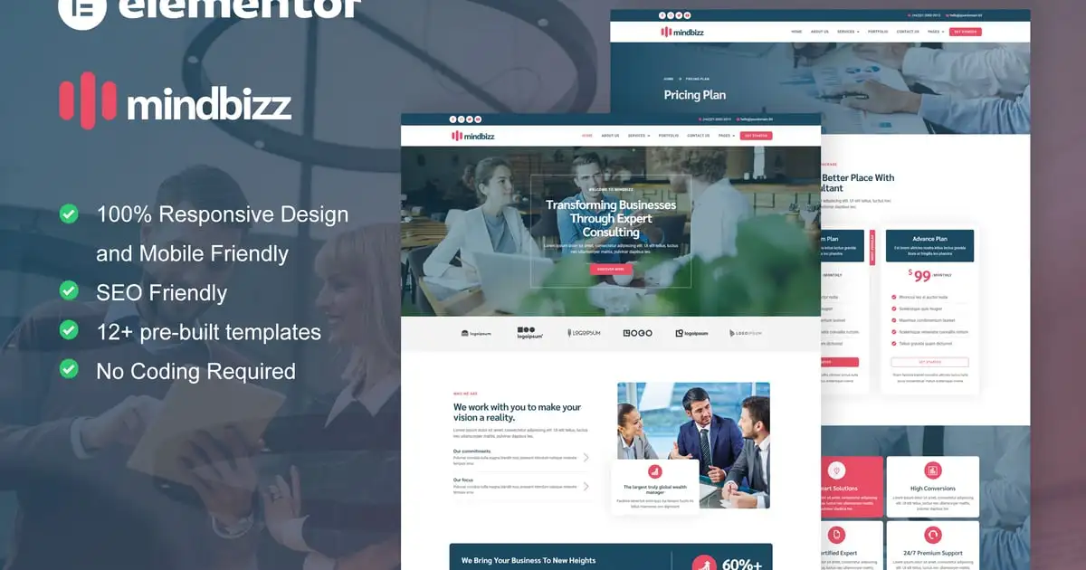 MindBizz – Business Consulting Elementor Pro Template Kit