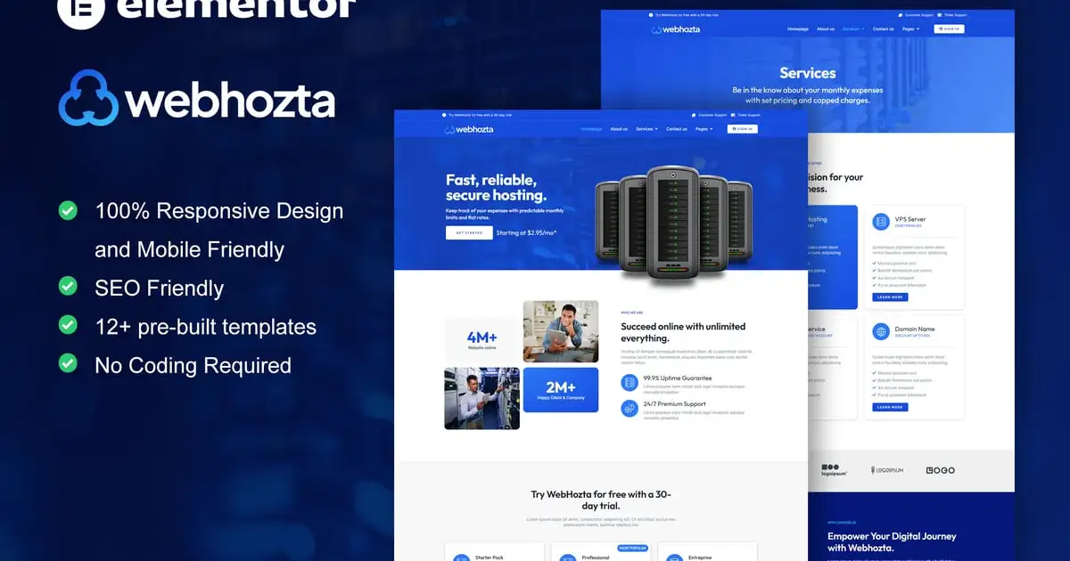 WebHozta – Hosting Service Elementor Template Kit