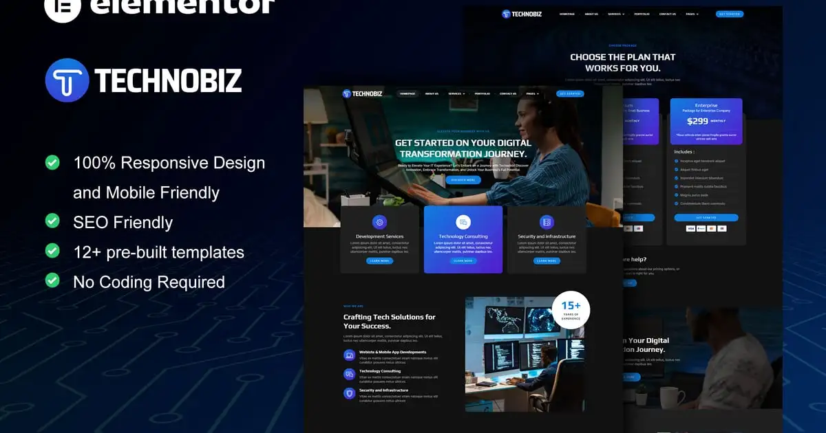 TechnoBiz – IT Solutions & Services Elementor Pro Template Kit