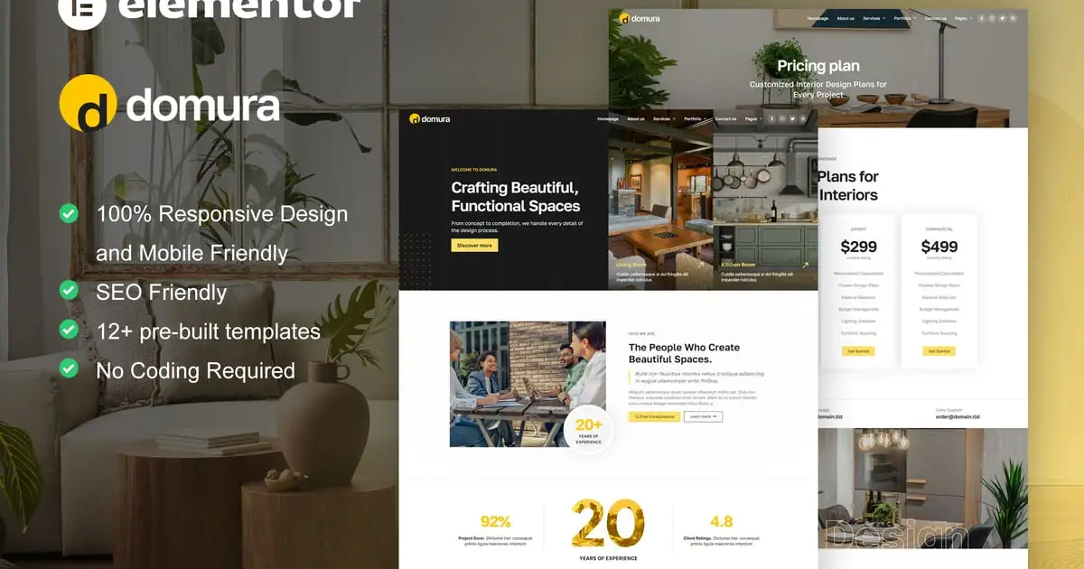 Domura – Interior Design & Architecture Elementor Pro Template Kit