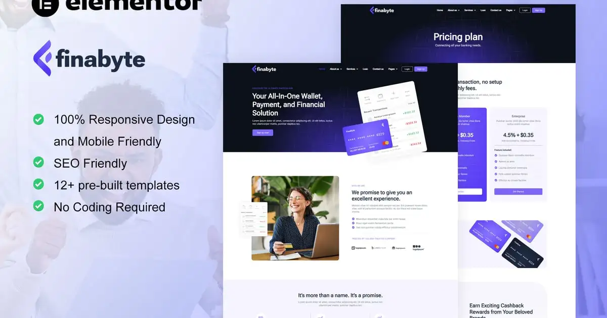 FinaByte – Saas & Fintech Startup Elementor Template Kit