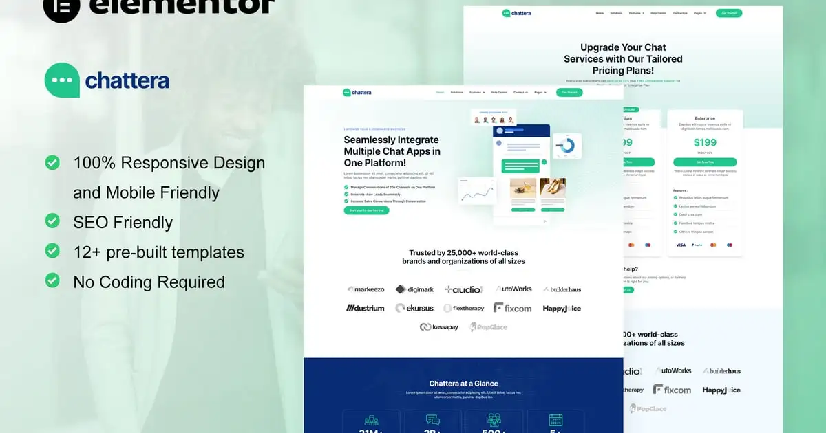 Chattera – Saas & Chat Service Company Elementor Kit