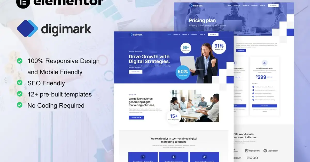 Digimark – Digital Marketing Agency Elementor Pro Template Kit