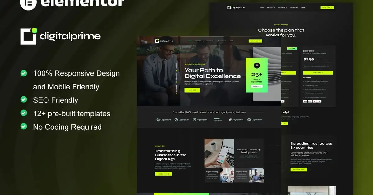 DigitalPrime – Digital Agency Elementor Template Kit