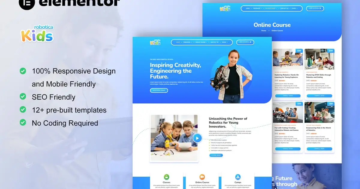 RoboticaKids – Kid Robotic School Elementor Pro Template Kit