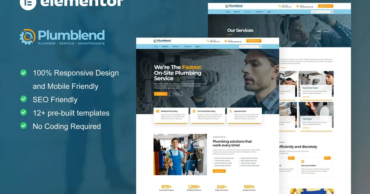 Plumbend – Plumbing Service Elementor Template Kit