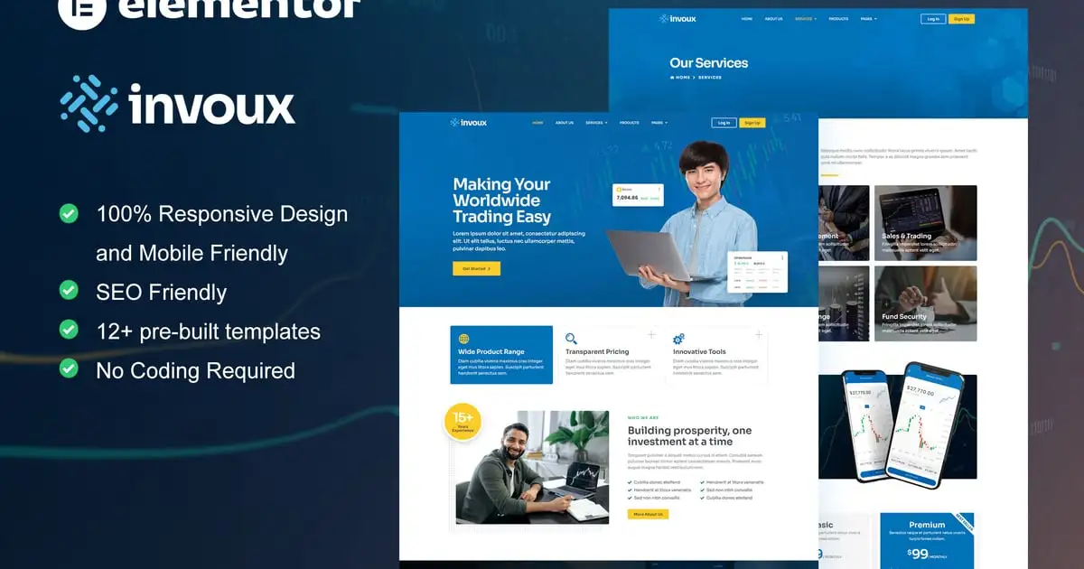 Invoux – Trading & Investment Elementor Pro Template Kit