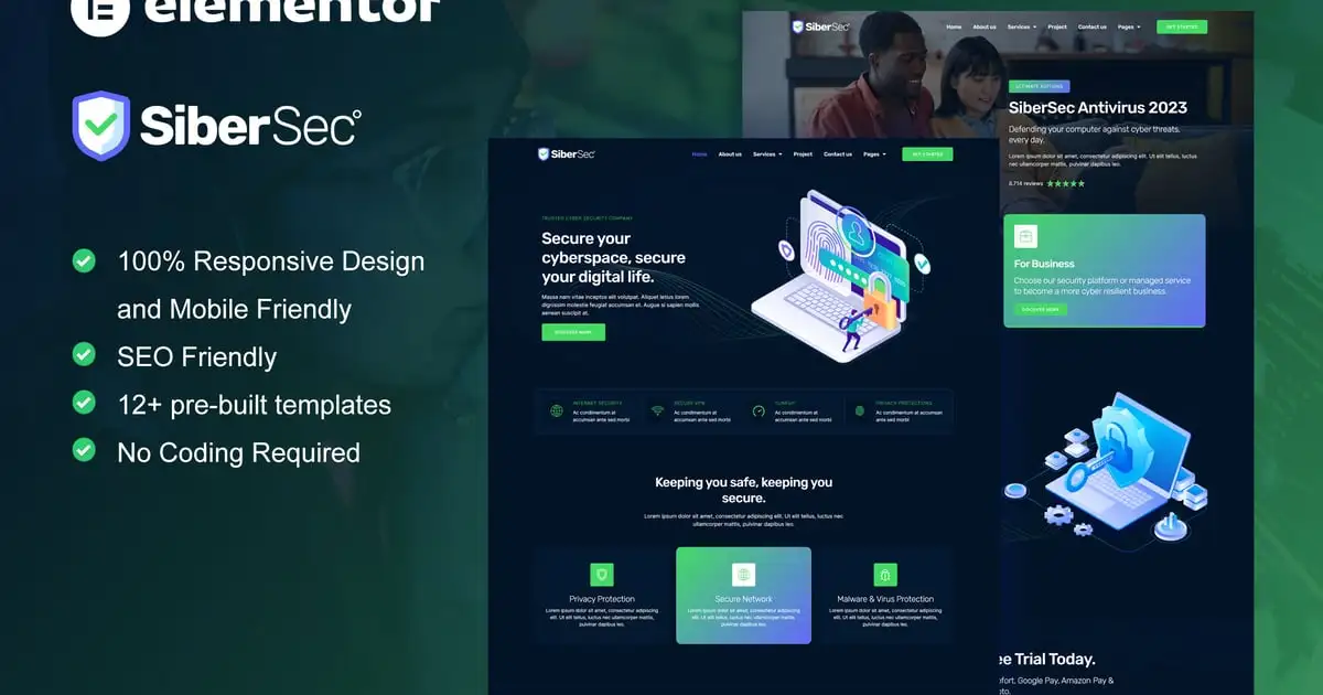 CyberSec – Cyber Security Services Elementor Template Kit