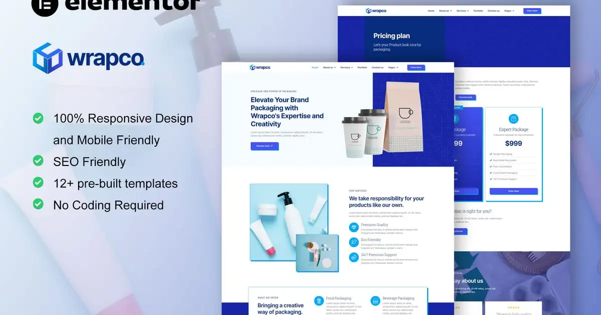WrapCo – Packaging Company Elementor Template Kit