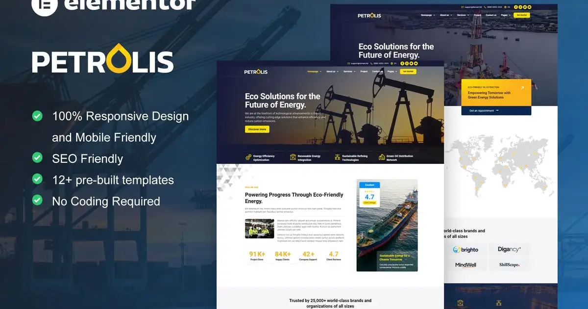 Petrolis – Oil Company & Industrial Elementor Pro Template Kit