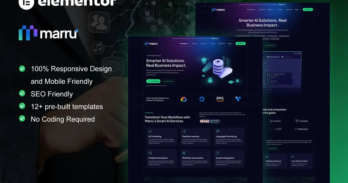 Marru – Saas & AI Services Elementor Pro Template Kit