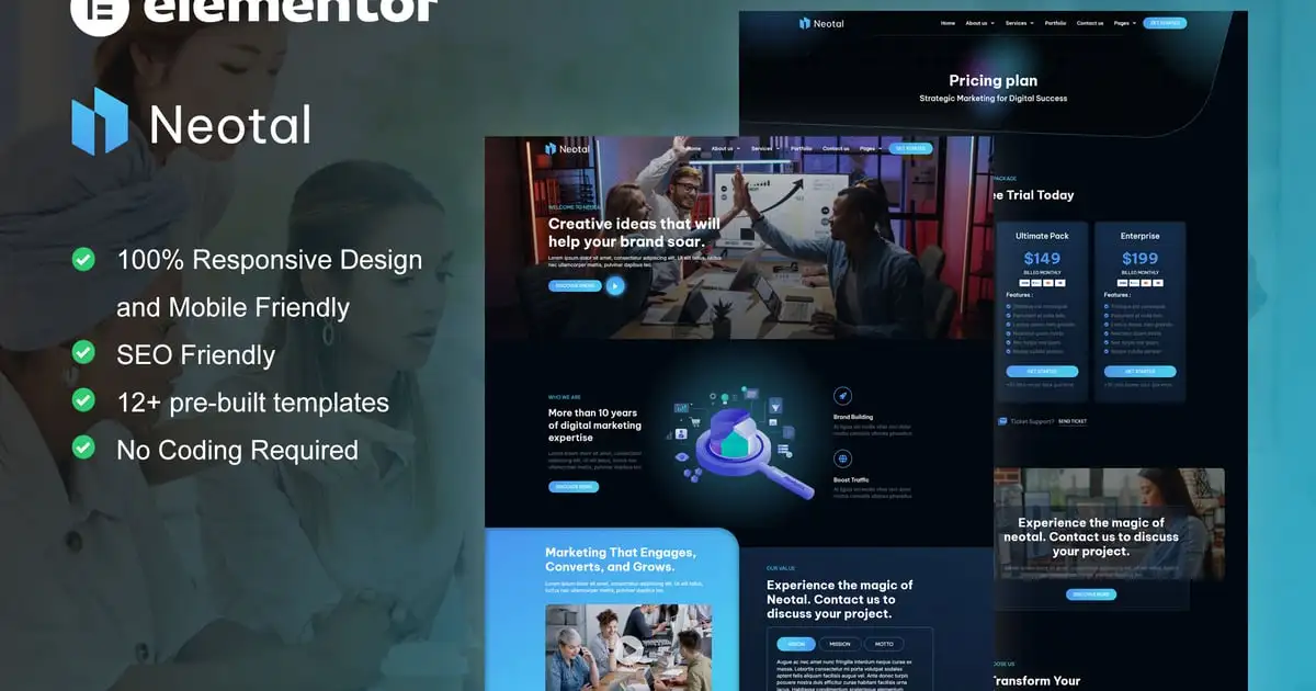 Neotal – Digital Marketing Agency Elementor Pro Template Kit