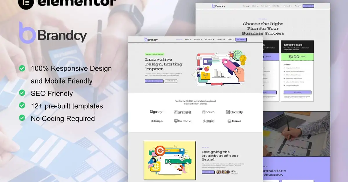 Brandcy – Branding & Digital Marketing Agency Elementor Template Kit