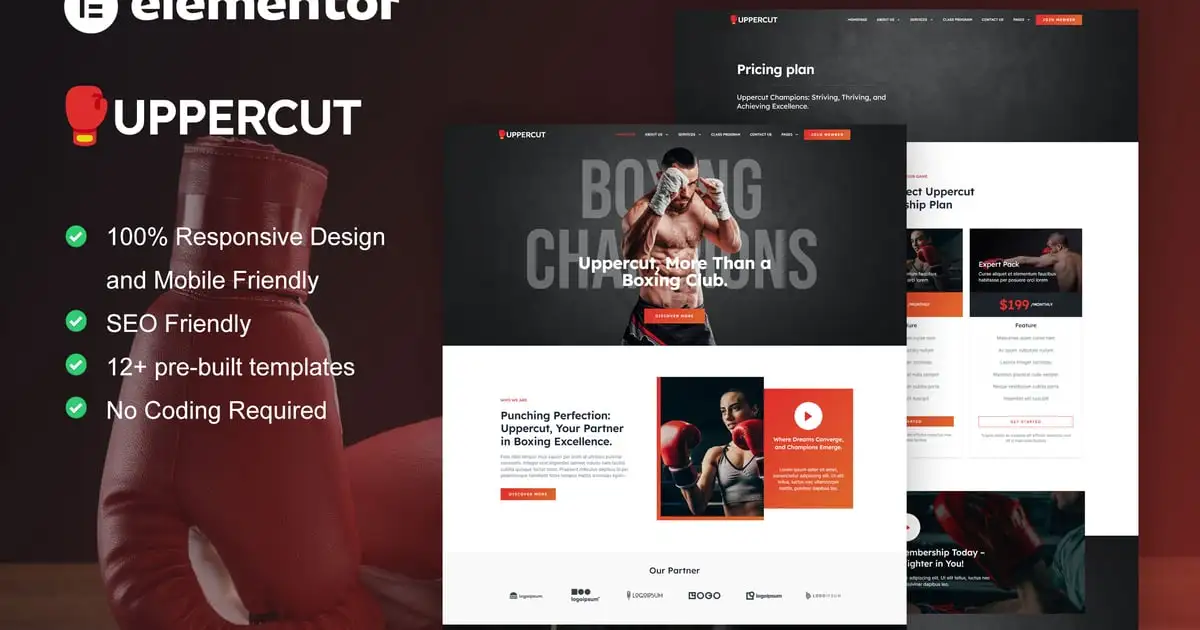 Uppercut – Boxing School & Martial Arts Elementor Pro Template Kit