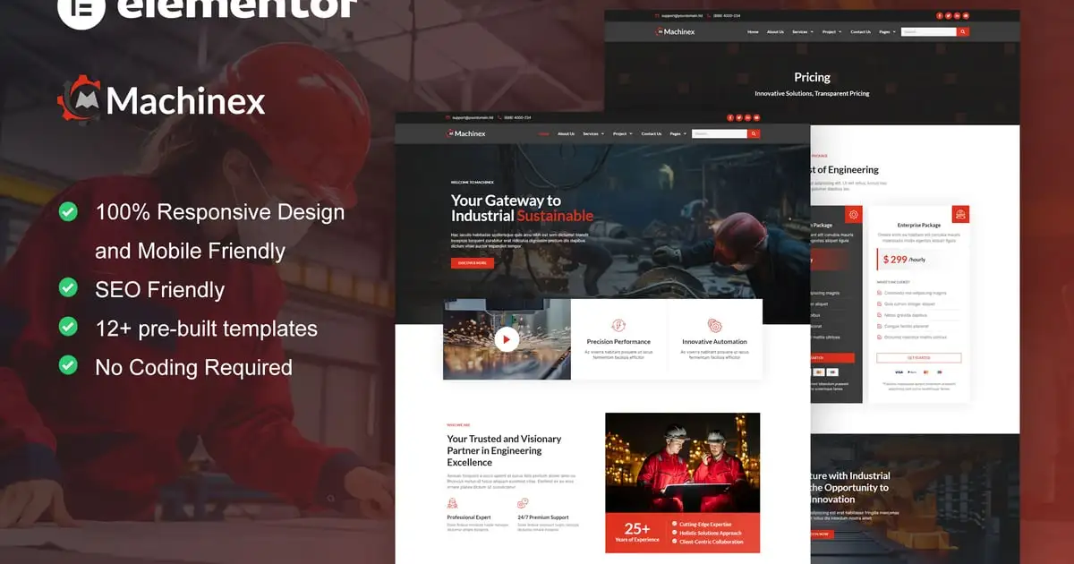 Machinex – Engineering & Industrial Service Elementor Template Kit