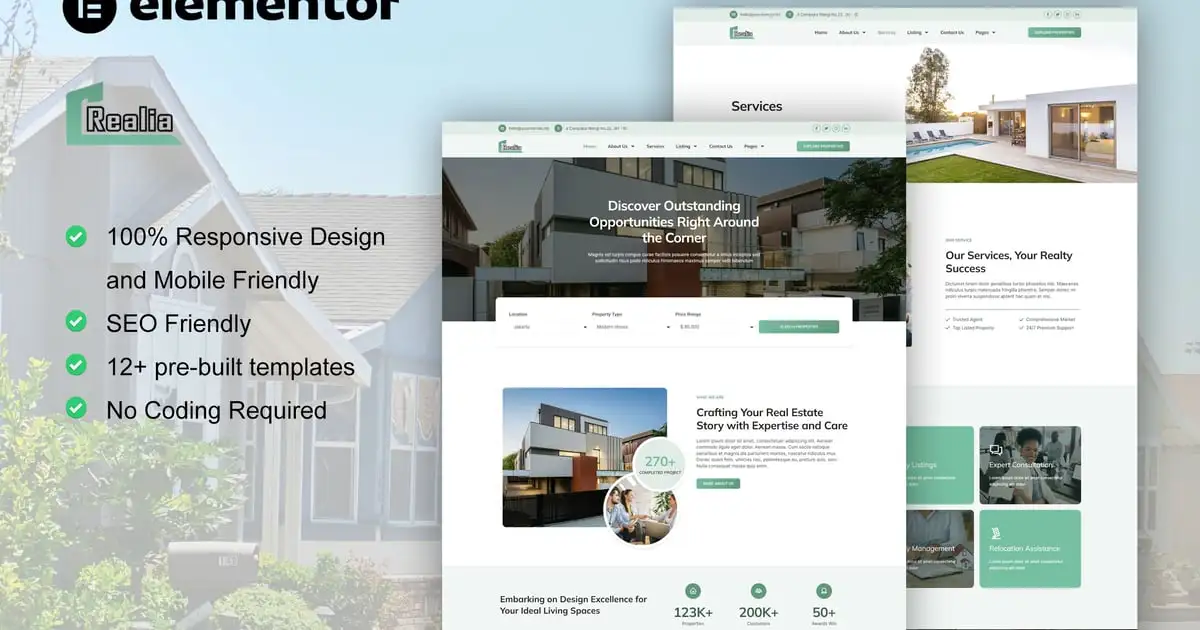 Realea – Real Estate & Property Elementor Pro Template Kit