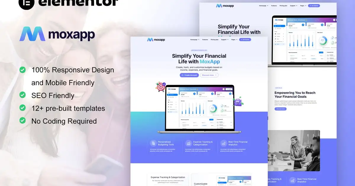 main20preview MoxApp – Mobile App & Fintech Startup Elementor Pro Template Kit